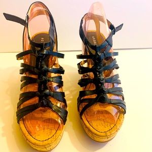 Audrey Brooke Black Wedges, Size 10